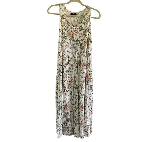 Frye White Floral Button Front Cottage Boho Midi Dress - Picture 1 of 8